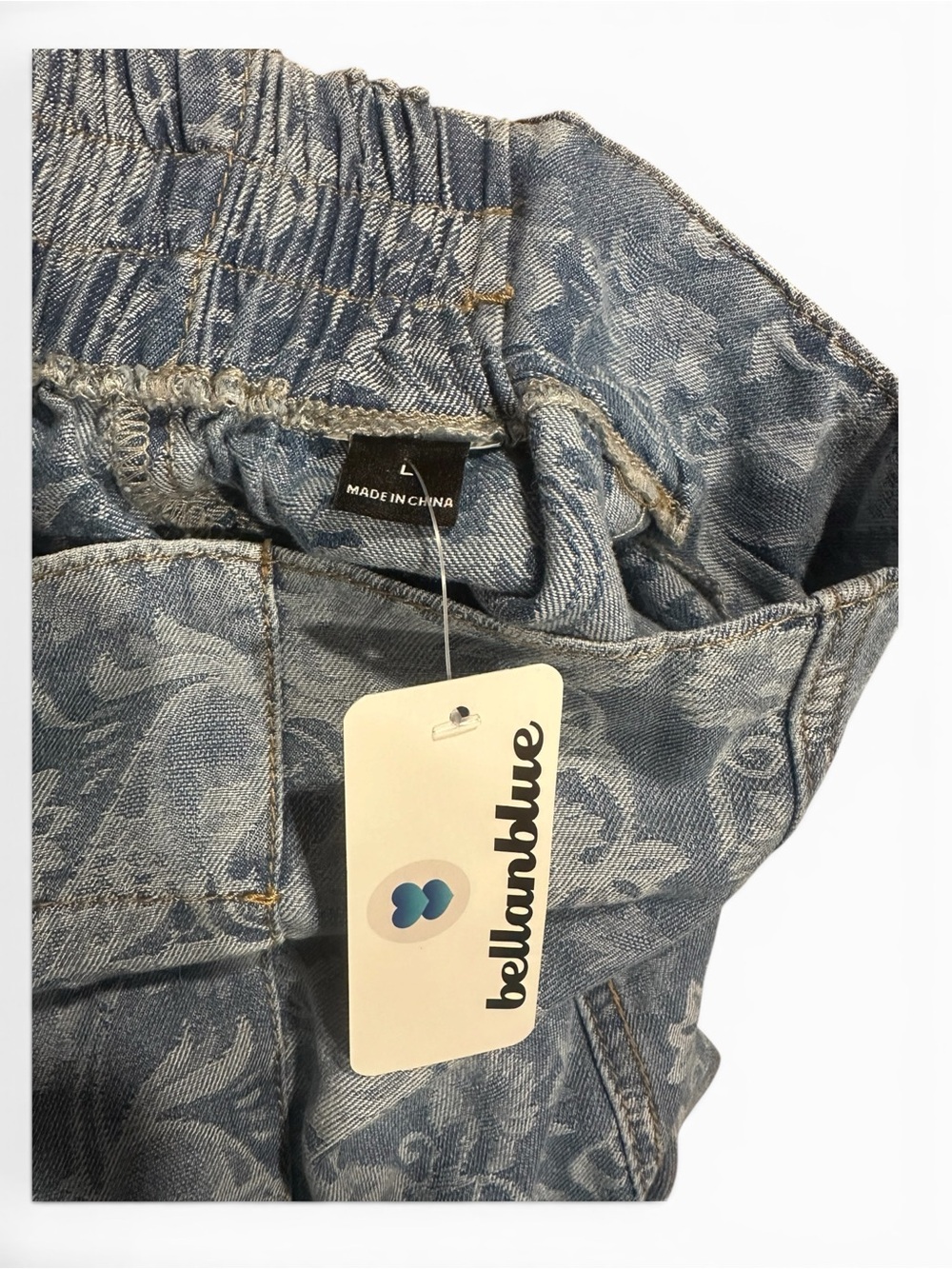 Lg Paisley Print Wide Leg Denim Pants from Bellanblue - Picture 4 of 4